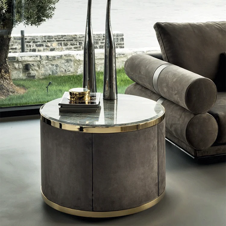 Corner side table with storage space solid wood small round tables for living room wholesale foshan factory