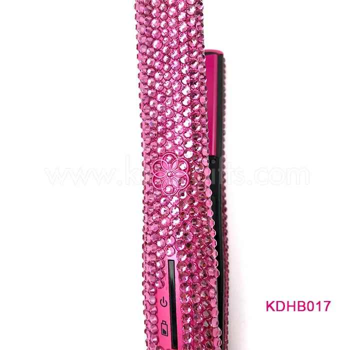 Новинка 2018 беспроводной портативный выпрямитель для волос ярко-розового цвета со стразами
