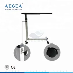 AG-OBT001B Movable medical steel frame overbed hospital adjustable tray table