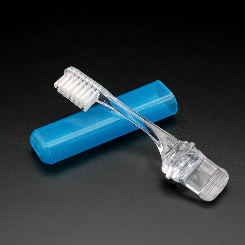 
OEM Mini Adult Travel Foldable Airline Toothbrush Kit with Toothpaste inside Folding Hotel Toothbrush Case 