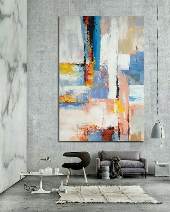 Purely handmade modern abstract acrylic canvas art oil painting for living room