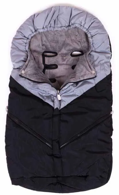 Universal Baby Stroller Plush Sleeping Bag Plush Infant Car Blanket With Footmuff Black