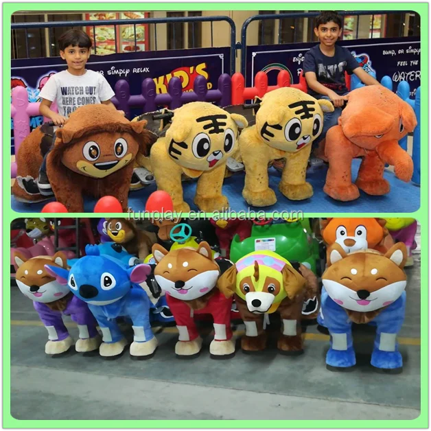 Shopping mall/games center motorized plush riding animals, battery operated walking horse toy