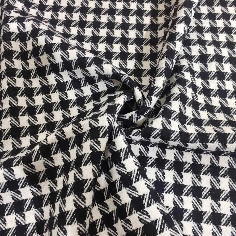Black and white suit single check plain woven wool fabric in stock