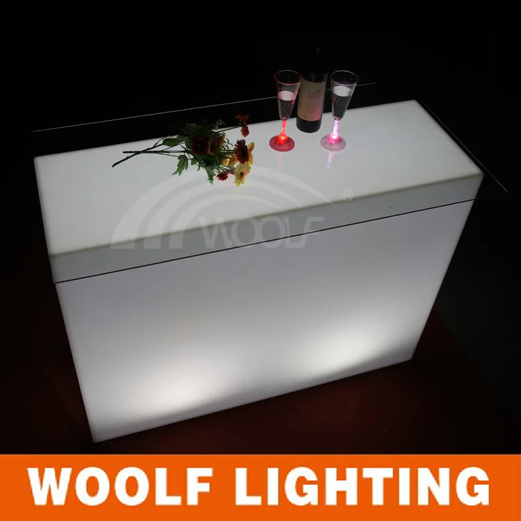 Glowing Rectangular LED Cocktail Lounge Table LED Party Events Lighting Up Decorative Table