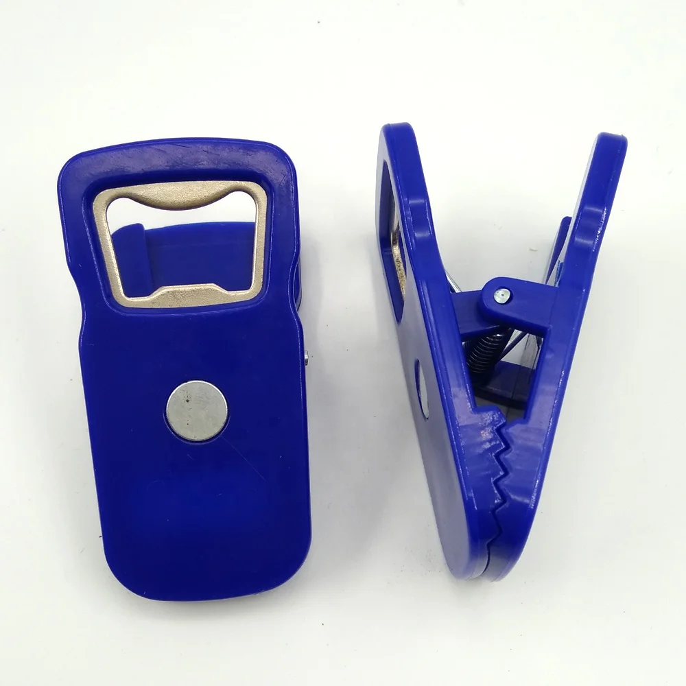 
plastic fridge magnet clip with beer bottle opener 