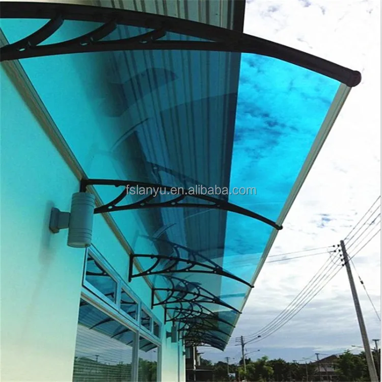 Bayer Entrance Canopy Material Clear Glass Awnings Polycarbonate Aluminum Alloy 100% Virgin PC Coated Manual