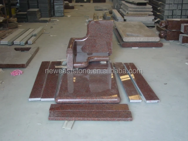 india red granite Italy headstone with bench