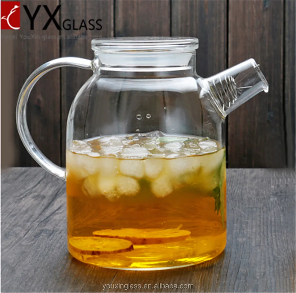 Hot-sale glass cold brew cold water jug with wooden lid/fruit juice cold water pot carefe/cold water glass jar pitcher