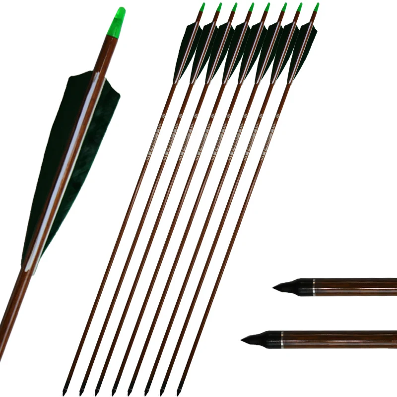 Wholesale Pure Carbon shaft bamboo color with spine 300/400/500/600 for archery sports Outdoor Shooting Hunting Accessories 100g