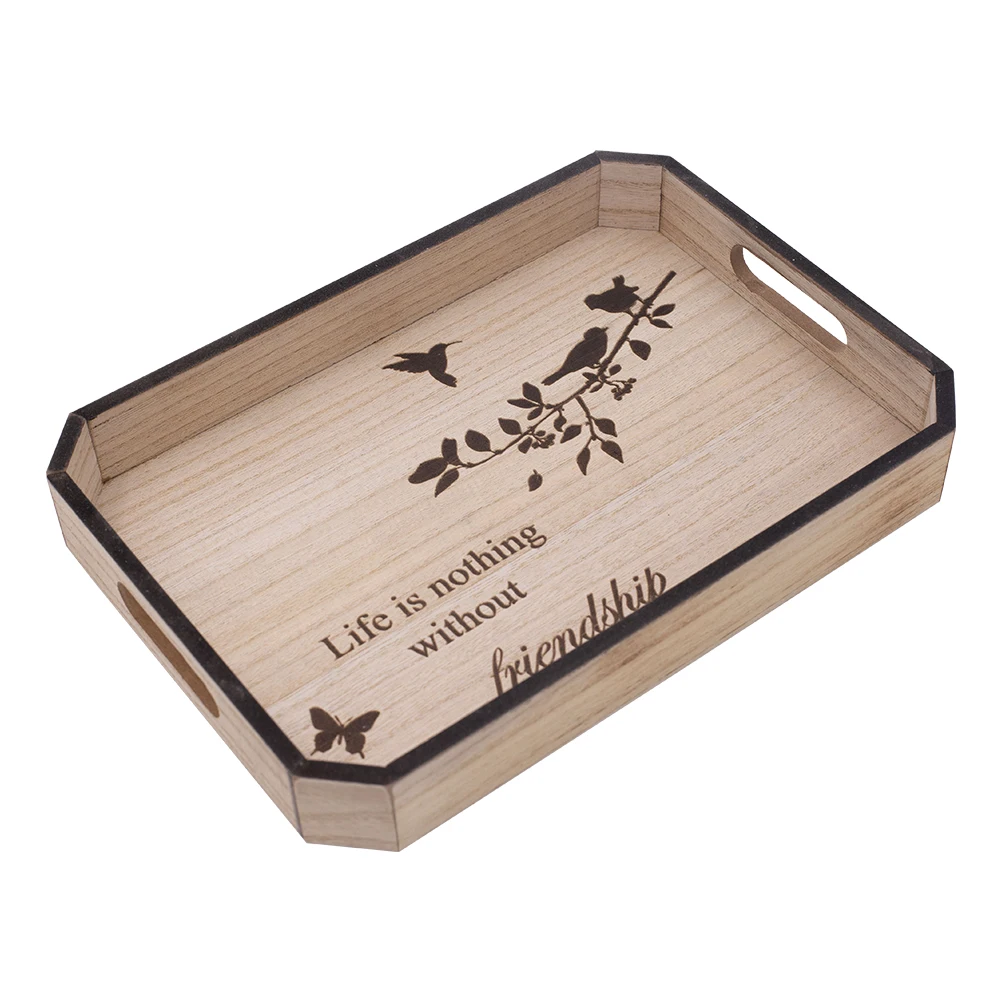 Rustic wooden MDF coffee cup serving tray breakfast plate handmade