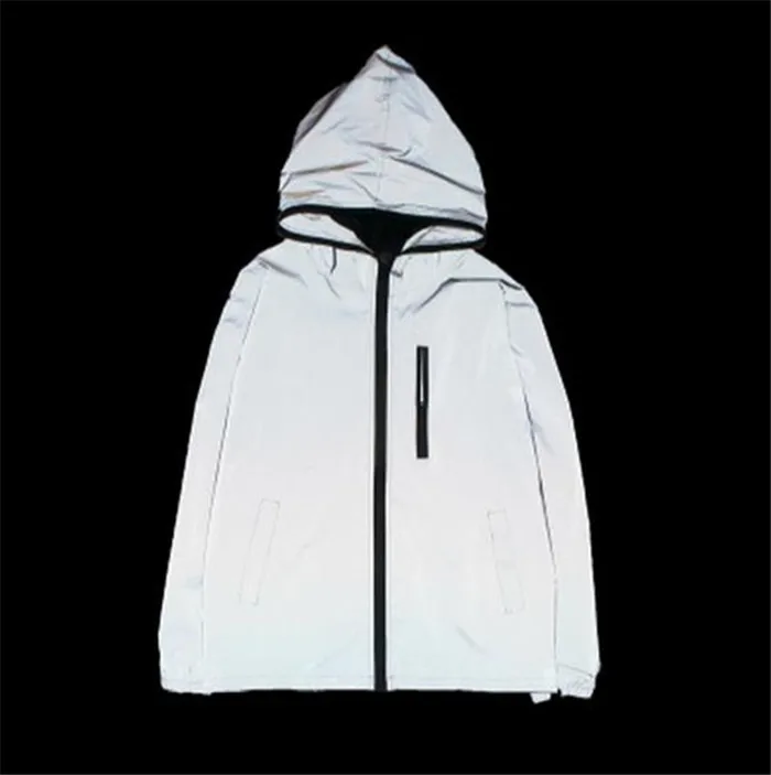 
Custom made blank unisex luminous 3M reflect light jacket hoodies 
