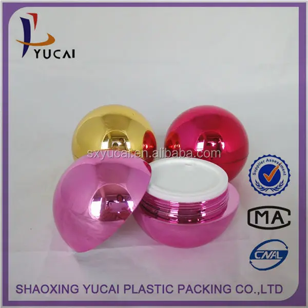 Shangyu yucai packaging acrylic cream jar red 50g round ball plastic container acrylic cosmetic jar