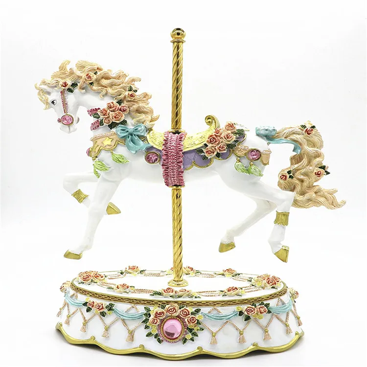 Hot Sale Personalized Handmade Resin Single Horse Music Box