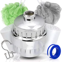 15 Stage Shower Filter with Vitamin C For Hard Water - Shower Chlorine Filter Removes Fluorine - Showerhead Filter High Output