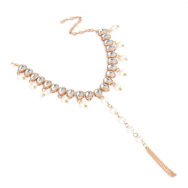
Rhinestone Pearl Tassel Toe Ring Slave Ankle Chain Beach Barefoot Sandal Anklet Bracelet 