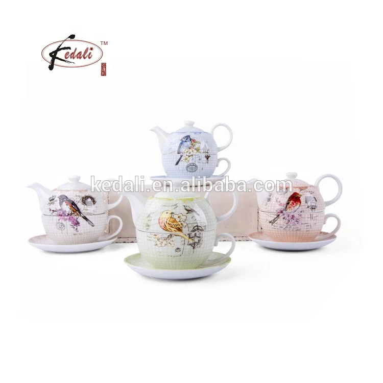 Custom Drinkware Ceramic Tea Service Set One Person Teapot And Cup Set Gift