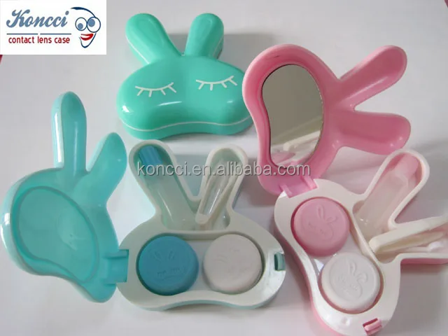 cute long ears rabbit contact lens travel kit rabbit contact lens mate box rabbit contact lens case A-856
