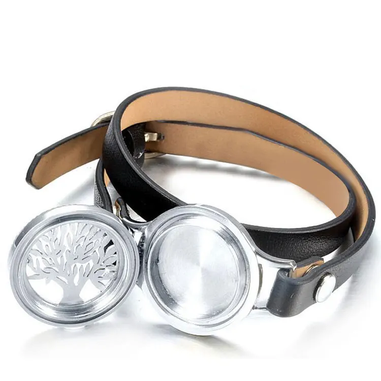 5% Discount Stainless Steel Women Bracelet Aromatherapy Essential Oil Diffuser Locket Leather Bracelet