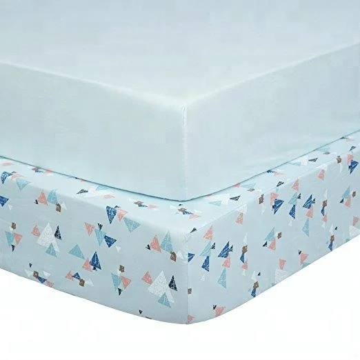Hot sales Organic 100% cotton printed baby fitted crib sheets