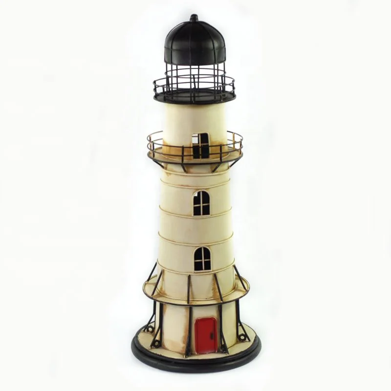 Iron Decoration Mediterranean Lighthouse Metal Crafts Vintage Money Safe Box Coin Bank Toy Souvenir home Pub Office Decor