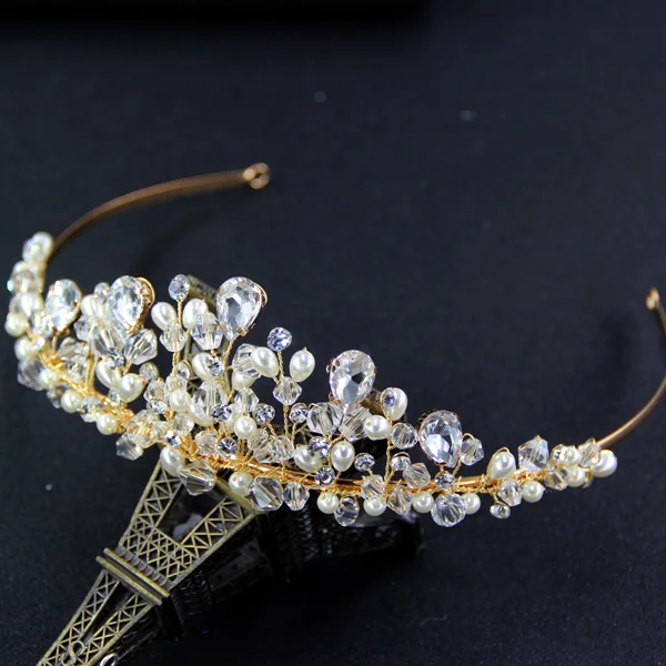 Silver and Gold Plated Factory Sell Pearl & Rhinestones Tiara Wedding Bridal Headband Hair Jewellery