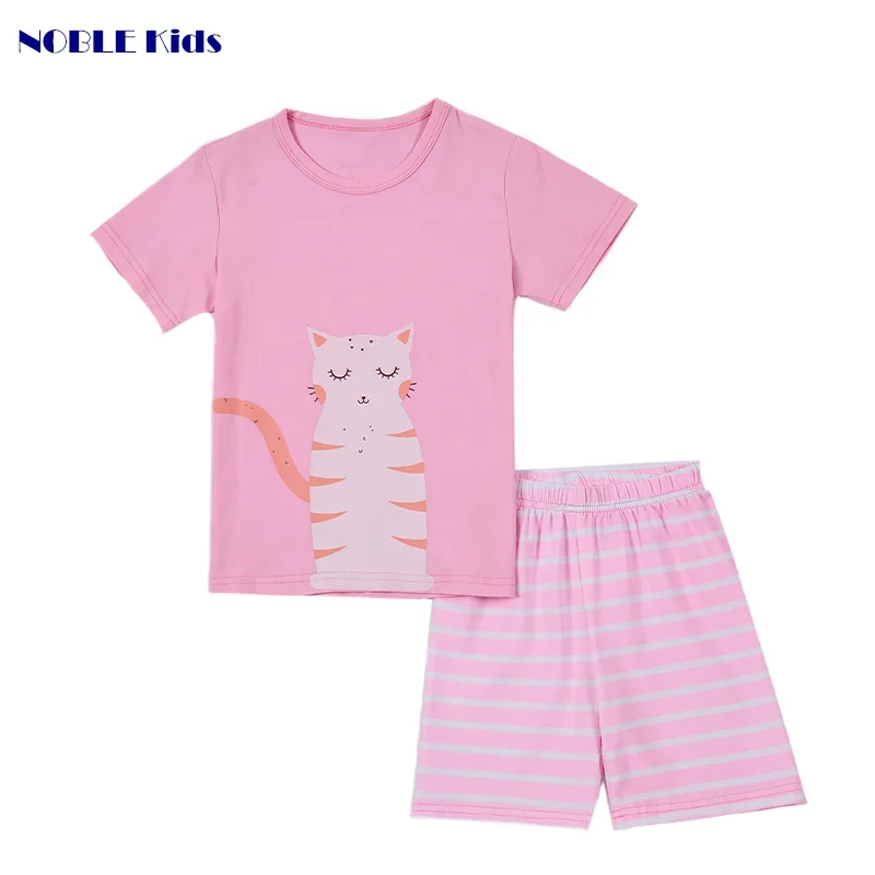 
Manufacturers promote pyjamas suit 2pcs short sleeve cotton pajamas at low prices for kids girl 