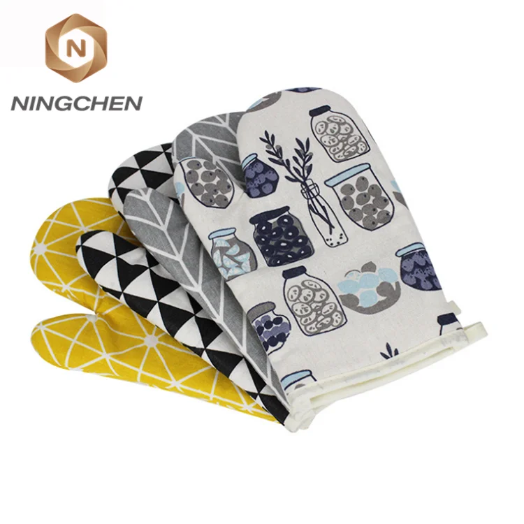 100% cotton non-slip kitchen oven cloth potholder set oven gloves