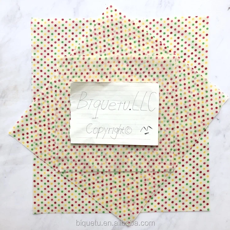 7 дней производства, одобренная LFGB ткань для пчелиного воска в горошек, пищевая пленка