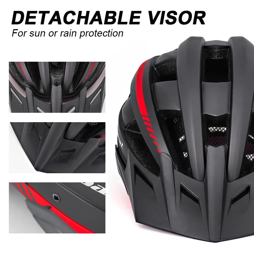 VICTGOAL Bike Helmet Led Flashlight MTB Cycling Helmet Sun Visor Goggles