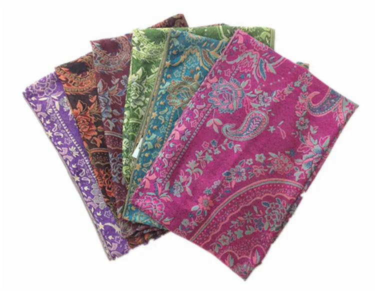Long Wide Woven Patterned Fringe Tassel Pashmina Shawl/Scarf