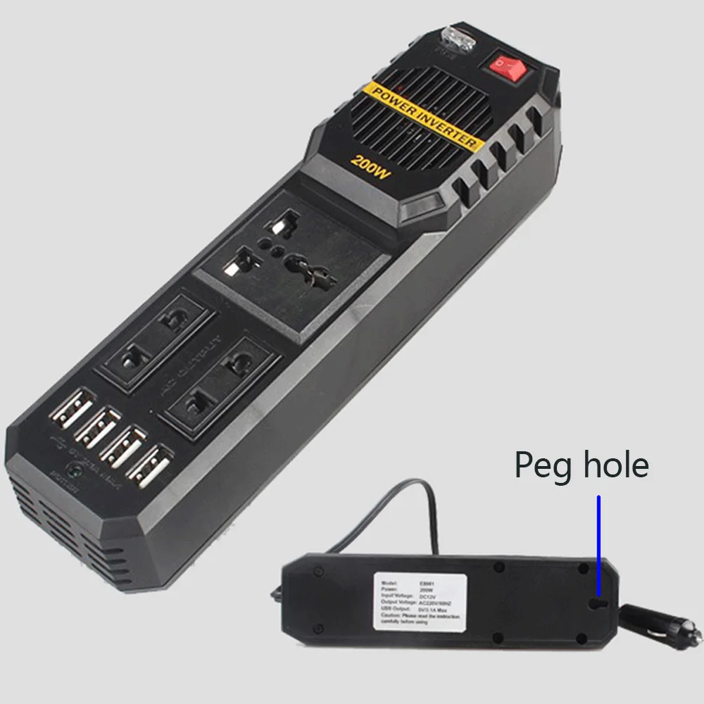 200W DC 12V to AC 220V  Power Inverter Car Vehicle Voltage USB Power Inverter Adapter Converter Support Home Use