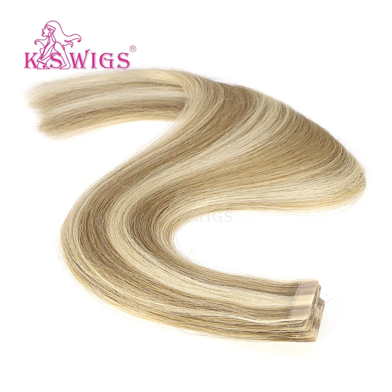 
K.S WIGS Hook Tape For Hair 20 Inch Green Tape Hair Double Drawn Tape In Virgin Hair Extens 