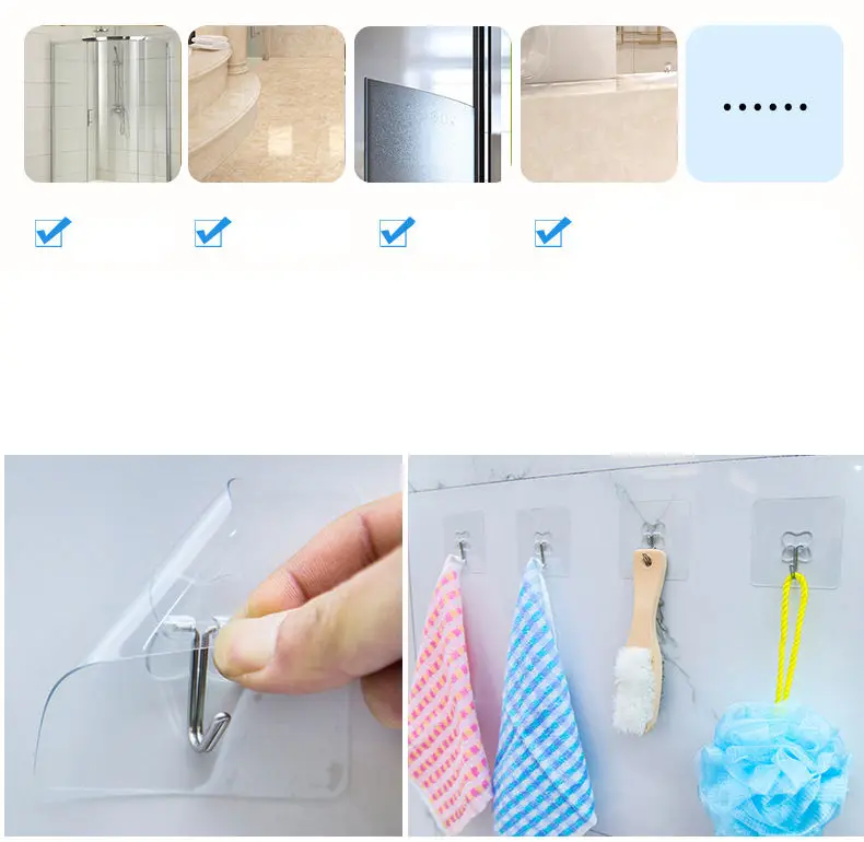 Multifunction Strong Transparent Suction Cup Sucker Kitchen Bathroom Wall Hooks Hanger