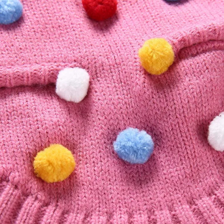 Зимняя одежда для домашних животных мягкий свитер с высоким воротником щенков дизайнерский вязаный разноцветными помпонами костюм собак и кошек джемпер