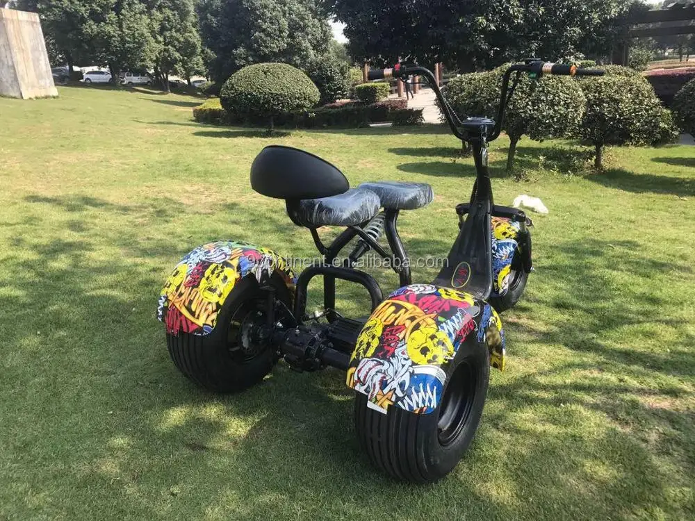2019Newest 3wheels fat tire harely scooter with golf bag holder