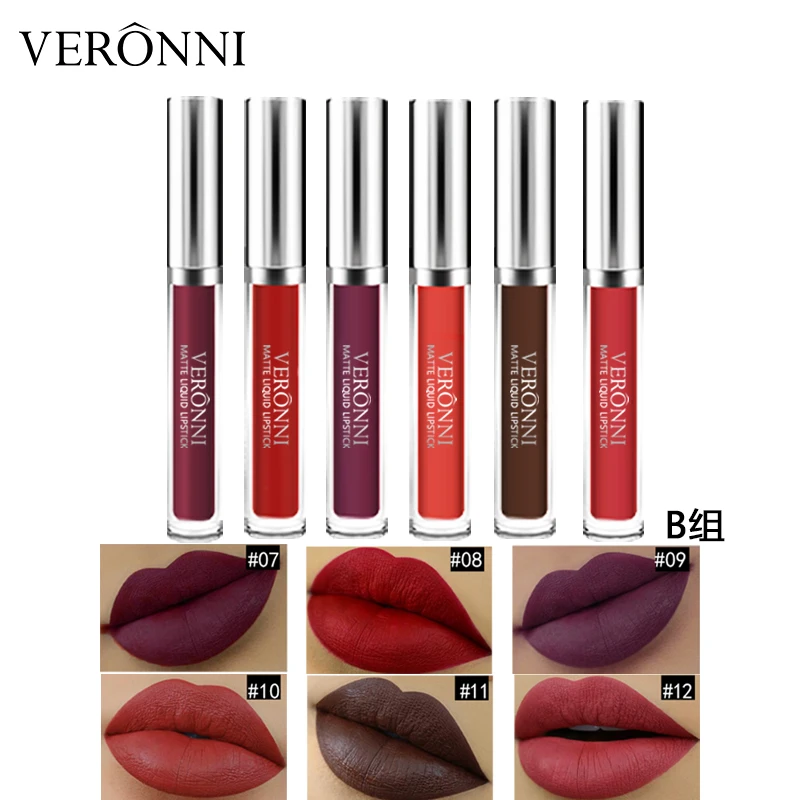 VERONNI 12 Color SetA/B Cosmetics Maquillaje Lipgloss Rouge A Levr Matte Liquid Lipstick
