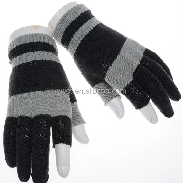 Custom Knitted Thinsulate Winter Warm 2 Fingerless Cute Students Study gloves