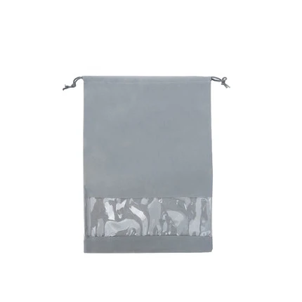 PVC Window Non Woven Travel Storage Shoe Bag With Drawstring