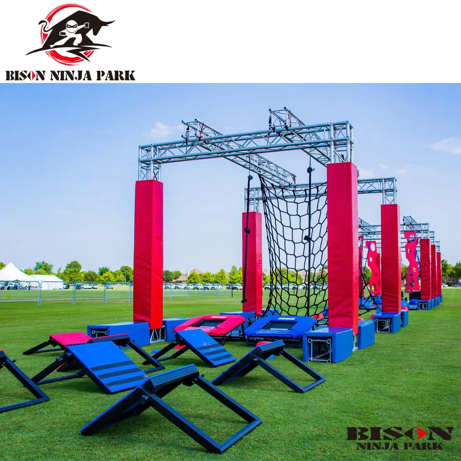 Outdoor kids ninja warrior inflatable park