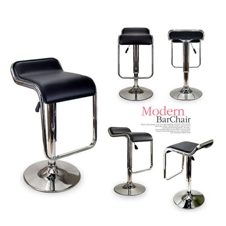 Height Adjustable Backrest Swivel Chair Stainless Steel Dining Chair PU Leather Reception for Kitchen Dining Room