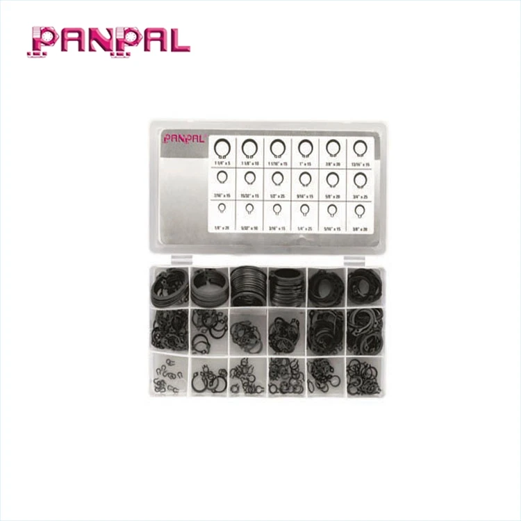 Полипропиленовое упакованное внутреннее защелкивающееся кольцо 300pc набор стопорных колец в ассортименте