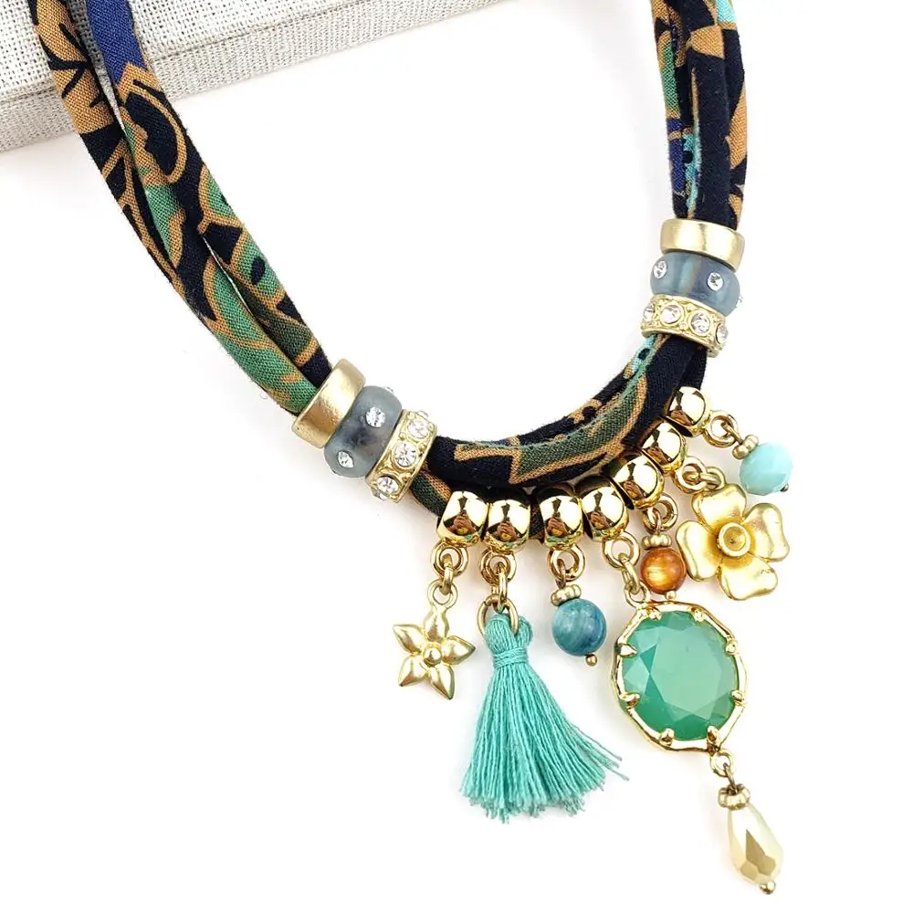 
Gold fabric charm necklace for ladies 