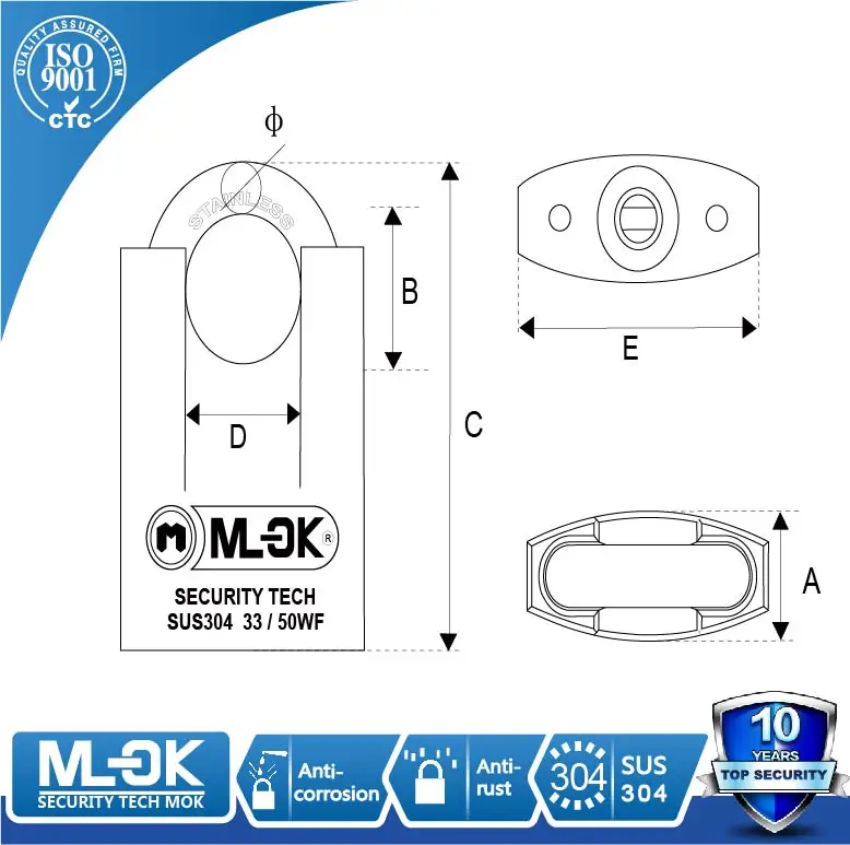 MOK 71/60WF anti-rust heavy duty key lock high quality with master key same key lock& lock.