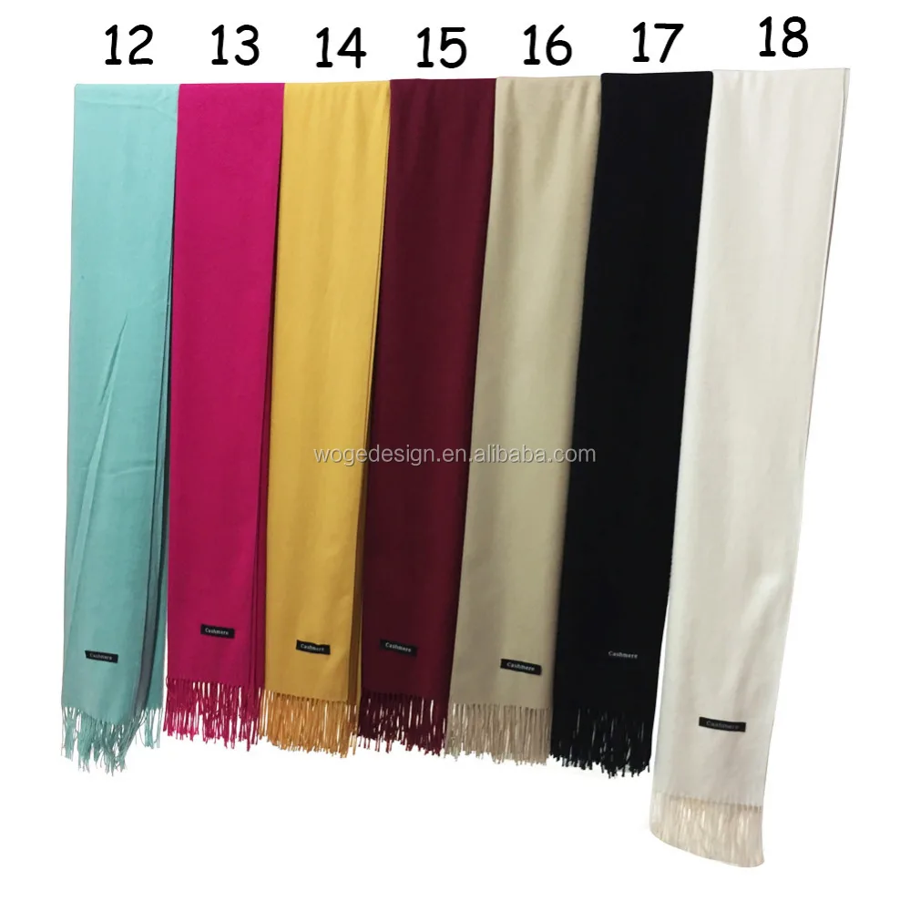 Hot popular wholesale classical elegant ladies men unisex jacquard acrylic viscose yarn solid color winter twill pashmina scarfs