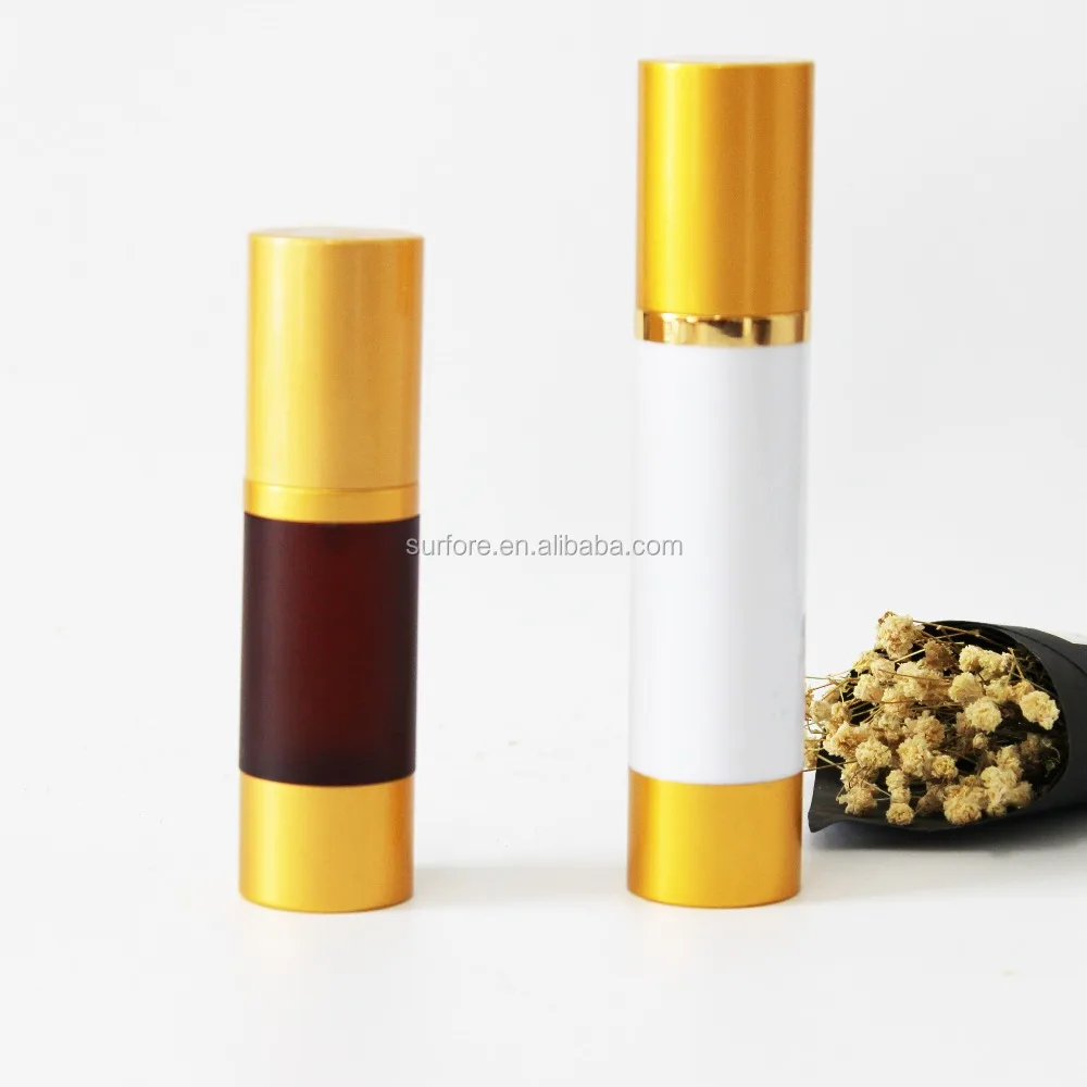 cosmetic golden 15ml 30ml 50ml airless bottle with spray pump supplier