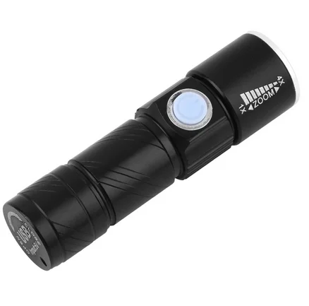 Mini Zoom Rechargeable Powerful USB LED Flashlight AC Lanterna For Outdoor Travel