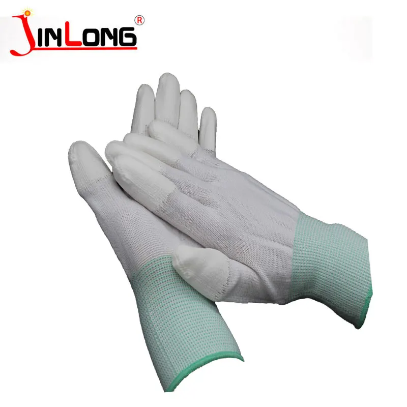 13pin Thin work white Nylon cotton yarn breathable pu gloves