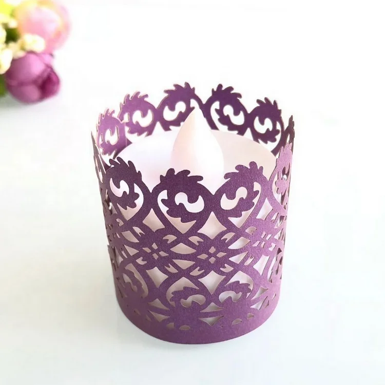Laser Cut LED Tea Light Candle Shade Paper Candle Lampshade Wrapper Party Decoration