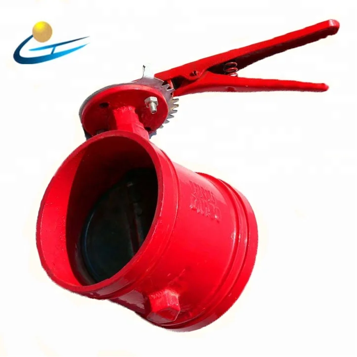 ductile iron cast iron fire fighting socket handle handwheel  grooved butterfly valve